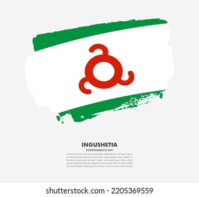 Bandera del pincel dibujado a mano de Ingushetia sobre fondo blanco. Ejemplo del Día de la Independencia de Ingusetia