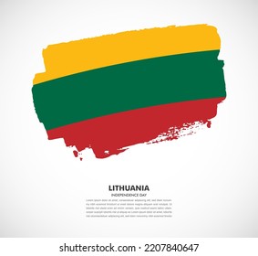 Hand drawn brush flag of Lithuania on white background. Independence day of Lithuania brush illustration