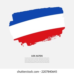 Hand drawn brush flag of Los Altos on white background. National day of Los Altos brush illustration