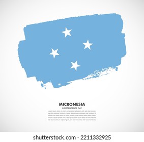Bandera del pincel dibujado a mano de Micronesia sobre fondo blanco. Ilustración del Día de la Independencia de Micronesia