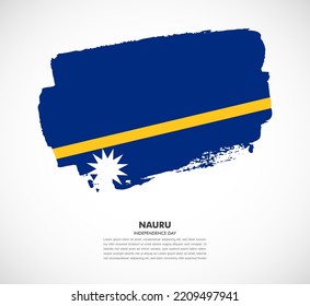 Hand drawn brush flag of Nauru on white background. Independence day of Nauru brush illustration