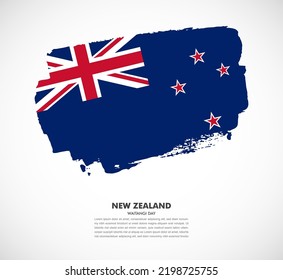 Hand drawn brush flag of New Zealand on white background. Waitangi day of New Zealand brush illustration