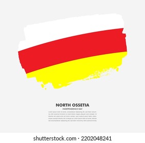 Hand drawn brush flag of North Ossetia on white background. Independence day of North Ossetia brush illustration