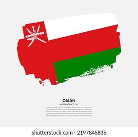 Hand drawn brush flag of Oman on white background. Independence day of Oman brush illustration