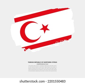 Bandera del pincel dibujado a mano sobre fondo blanco. Ejemplo del Día de la Independencia de la República Turca de Chipre Septentrional