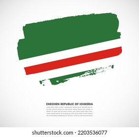 Hand drawn brush flag on white background. National day of Chechen Republic of Ichkeria brush illustration