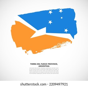 Hand drawn brush flag on white background. National day of Tierra del Fuego Province, Argentina brush illustration