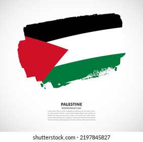 Hand drawn brush flag of Palestine on white background. Independence day of Palestine brush illustration