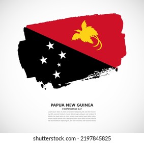 Hand drawn brush flag of Papua New Guinea on white background. Independence day brush illustration