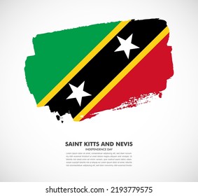 Handgezeichnete Pinselflagge von St. Kitts und Nevis auf weißem Hintergrund. Bürstendarstellung des Unabhängigkeitstag