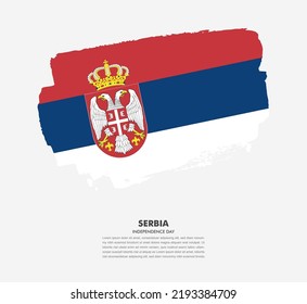 Hand drawn brush flag of Serbia on white background. Independence day of Serbia brush illustration
