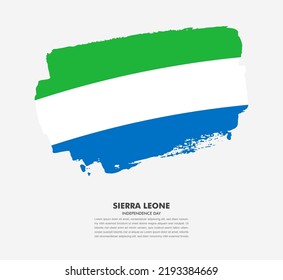 Hand drawn brush flag of Sierra Leone on white background. Independence day of Sierra Leone brush illustration