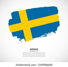 Hand drawn brush flag of Sweden on white background. Independence day of Sweden brush illustration