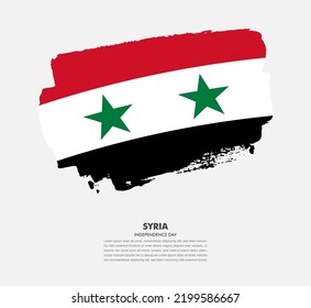Hand drawn brush flag of Syria on white background. Independence day of Syria brush illustration