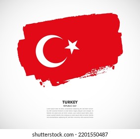 Bandera de brocha dibujada a mano de Turquía sobre fondo blanco. Ejemplo del Día de la Independencia de Turquía