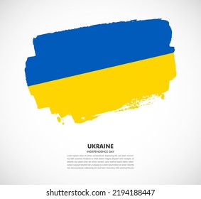 Hand drawn brush flag of Ukraine on white background. Independence day of Ukraine brush illustration