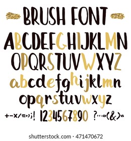 Hand Drawn Brush Font. Hand Painted Ink Alphabet, Creative Letters For Your Design.