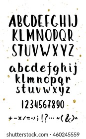 Hand Drawn Brush Font. Uppercase Hand Painted Ink Alphabet, Creative Letters For Your Design.