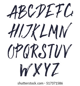 Hand Drawn Brush Font. Uppercase Hand Painted Ink Alphabet, Creative Letters for Your Design.