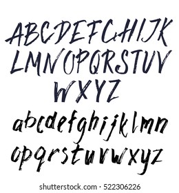 Hand Drawn Brush Font. Uppercase and Lowercase Hand Painted Ink Abc, Creative Letters for Your Design.