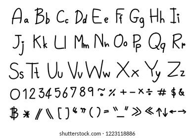 Hand drawn brush font vector. Creative letters for design. Illustration.