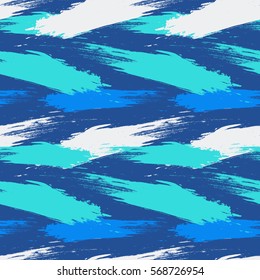 Diseño de hipster dibujado a mano en vectorial.Los trazos geométricos estilizados de pincel fantasía imprimir .Estilo de velocidad pintura natural con fondo azul.