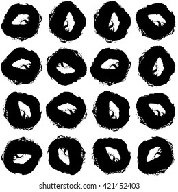 Hand drawn brush ink grunge black and white textures. Artwork with abstract background. Vector illustration for your design