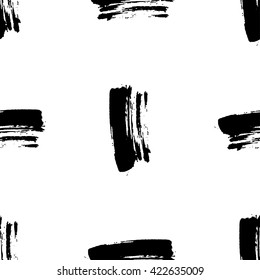 Hand drawn brush ink grunge black and white seamless textures. Artwork with abstract background. Vector illustration for your design