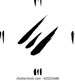 Hand drawn brush ink grunge black and white seamless textures. Artwork with abstract background. Vector illustration for your design