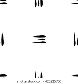 Hand drawn brush ink grunge black and white seamless textures. Artwork with abstract background. Vector illustration for your design