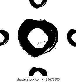 Hand drawn brush ink grunge black and white seamless textures. Artwork with abstract background. Vector illustration for your design