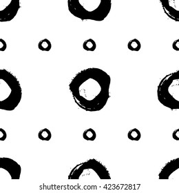 Hand drawn brush ink grunge black and white seamless textures. Artwork with abstract background. Vector illustration for your design