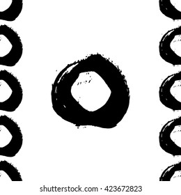 Hand drawn brush ink grunge black and white seamless textures. Artwork with abstract background. Vector illustration for your design