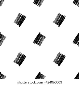 Hand drawn brush ink grunge black and white seamless textures. Artwork with abstract background. Vector illustration for your design