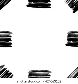 Hand drawn brush ink grunge black and white seamless textures. Artwork with abstract background. Vector illustration for your design