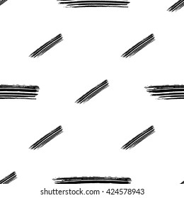 Hand drawn brush ink grunge black and white seamless textures. Artwork with abstract background. Vector illustration for your design