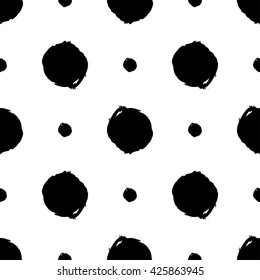 Hand drawn brush ink grunge black and white seamless textures. Artwork with abstract background. Vector illustration for your design