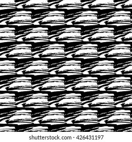 Hand drawn brush ink grunge black and white seamless textures. Artwork with abstract background. Vector illustration for your design
