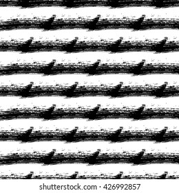 Hand drawn brush ink grunge black and white seamless textures. Artwork with abstract background. Vector illustration for your design