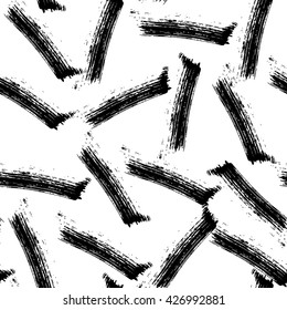 Hand drawn brush ink grunge black and white seamless textures. Artwork with abstract background. Vector illustration for your design