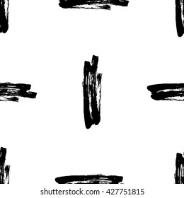 Hand drawn brush ink grunge black and white seamless textures. Artwork with abstract background. Vector illustration for your design