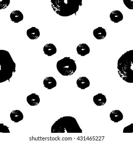 Hand drawn brush ink grunge black and white seamless textures. Artwork with abstract background. Vector illustration for your design