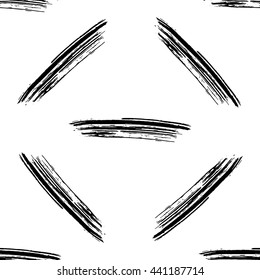 Hand drawn brush ink grunge black and white seamless textures. Artwork with abstract background. Vector illustration for your design