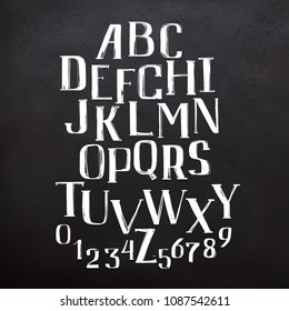 Hand drawn brush ink vector ABC letters set. Textured artistic typeset for your design. Font illustration.