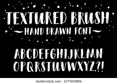 Hand drawn brush ink vector ABC letters set. Textured brush pen style artistic font for your design.