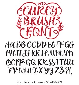 Hand Drawn Brush Ink Vector ABC  Letters Set. Curly Decorative Font For Your Design.
