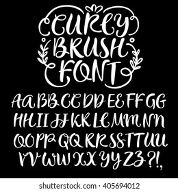 Hand Drawn Brush Ink Vector ABC  Letters Set. Curly Decorative Font For Your Design.
