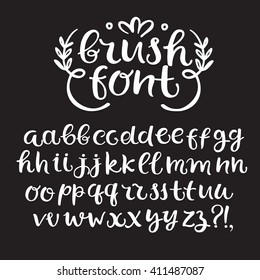 Hand Drawn Brush Ink Vector ABC  Letters Set. Curly Decorative Lower Case Font For Your Design.
