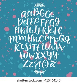 Hand Drawn Brush Ink Vector ABC  Letters Set. Curly Decorative Font For Your Design.
