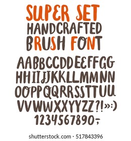 Hand drawn brush ink vector ABC letters set. Handcrafted  doodle comic font for your design.